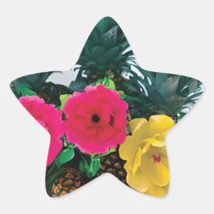 Exotische Blumen-Digitalgrafik-Aufkleber Stern-Aufkleber