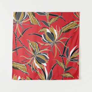 Exotische Blumen: Gepunktete Vintage Wandteppich