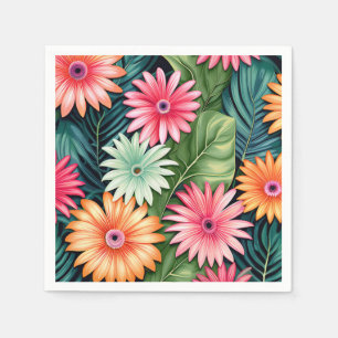 Exotische Blüte mit Palm-Blätter Serviette