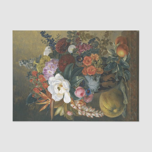Exotische Blüten in einer griechischen Vase Dekoup Seidenpapier (Vorderseite)