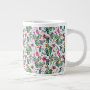 Exotische Boho Wasserfarbenkakteen und Sukkuläres Jumbo-Tasse
