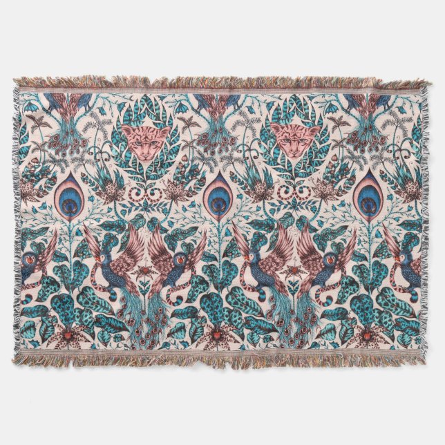 Exotische Chinoiserie  Dschungeltiergewebe Decke (Vorderseite)