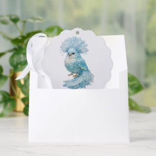 Exotische Fantasy Kristallblaue Vogel Ornament Karte