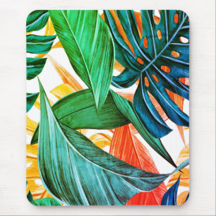 Exotische farbenfrohe Blätter aus Palmen Mousepad