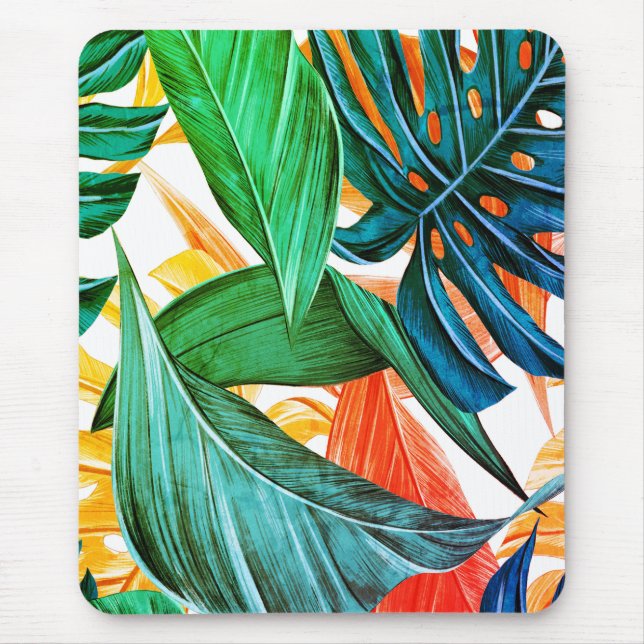 Exotische farbenfrohe Blätter aus Palmen Mousepad (Vorne)