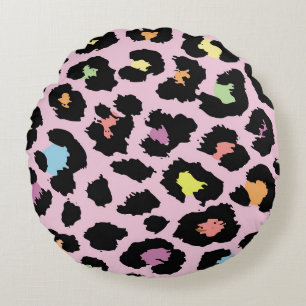 exotische, farbenfrohe Wildleopard-Design handgeze Rundes Kissen
