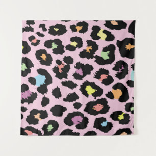 exotische, farbenfrohe Wildleopard-Design handgeze Wandteppich