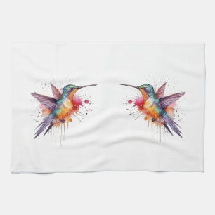 exotische farbige Kolibri in Aquarellfarben Geschirrtuch