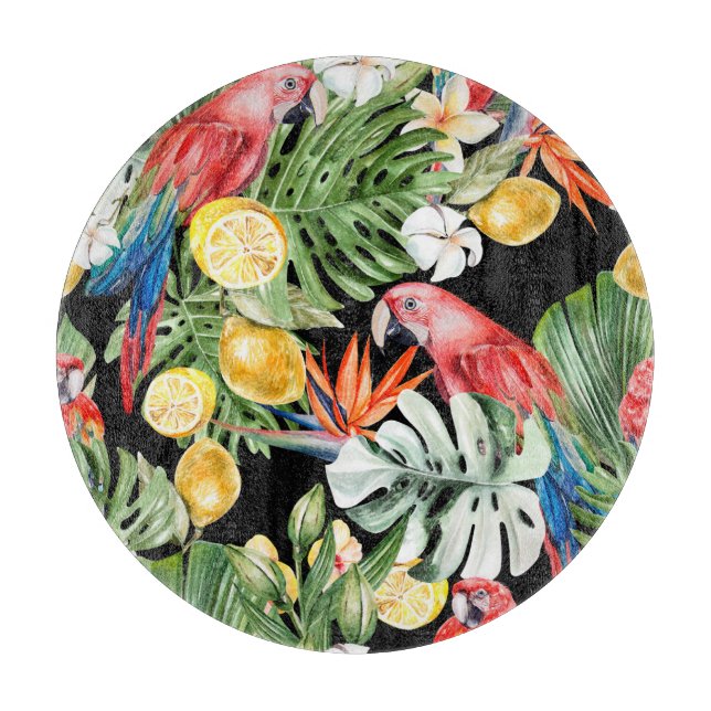 Exotische Flucht: Wasserfarbenparadies Schneidebrett (Vorderseite)