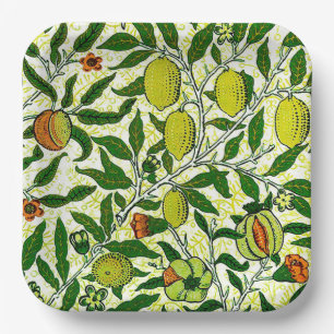Exotische Frucht William Morriss, zitronengelb Pappteller