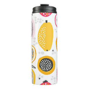 Exotische Früchte Handgezeichnet: Vintage Sommer Thermosbecher