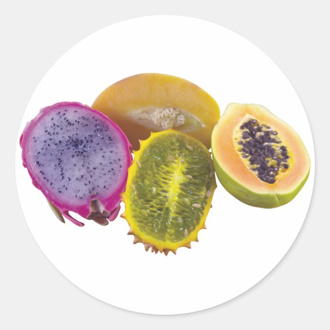 Exotische Früchte Runder Aufkleber (Vorderseite)