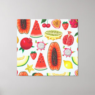 Exotische Früchte: Trendy Print nahtlos. Leinwanddruck