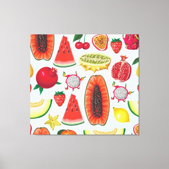 Exotische Früchte: Trendy Print nahtlos. Leinwanddruck (Vorderseite)