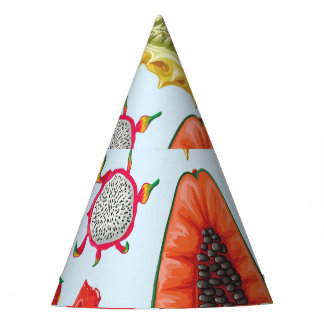 Exotische Früchte: Trendy Print nahtlos. Partyhütchen