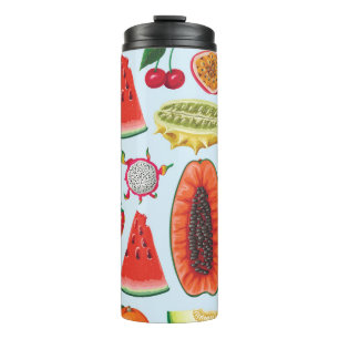 Exotische Früchte: Trendy Print nahtlos. Thermosbecher