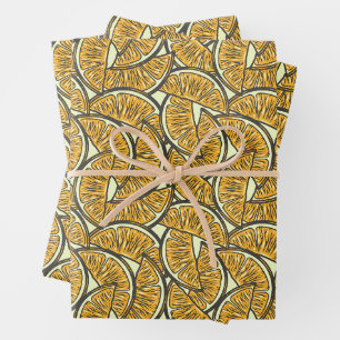 Exotische Früchtezitrus Sommerorange Geschenkpapier Set