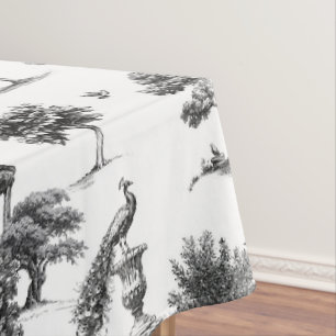 Exotische Gart-Pfauen-Vögel Toile de Jouy  Tischdecke