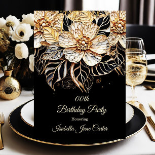 Exotische Geburtstagsfeier Floral beige gold schwa Einladung