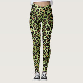 Exotische grüne Leopardendrucke Leggings
