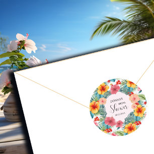 Exotische hawaiianische Hochzeits-Blumenparty Runder Aufkleber