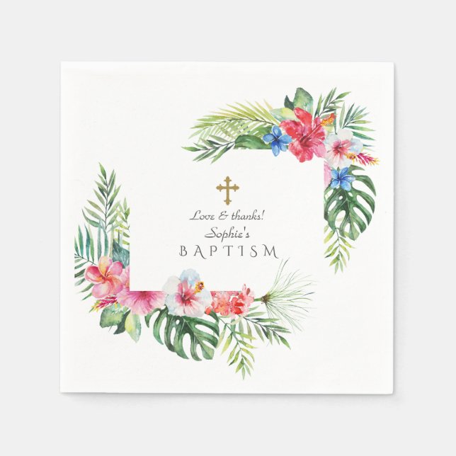 Exotische Hawaiianische Tropenrahmen-Taufe Serviette (Vorderseite)