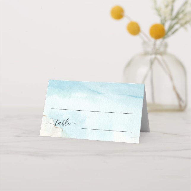 Exotische Hochzeit von Palmen Trees Tropical Sand  Platzkarte (Vorderseite)