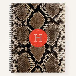 Exotische Imitate Schlange Hautmuster Monogramm Notizbuch