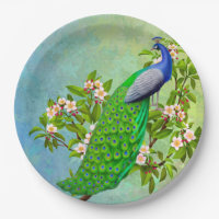 Exotische indische Blue Peacock Paper-Teller