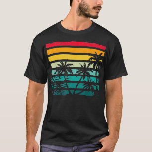 Exotische Kokospalmen Palmen Strand Retro Tropisch T-Shirt