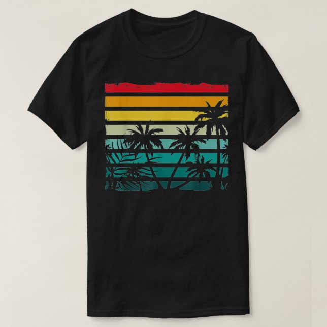 Exotische Kokospalmen Palmen Strand Retro Tropisch T-Shirt (Design vorne)