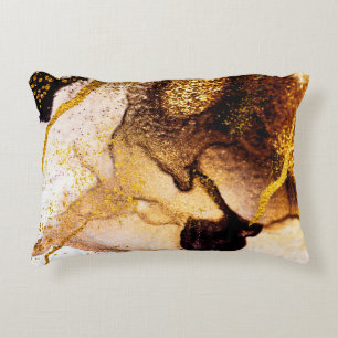 Exotische Kunst. Goldener Swirl, künstlerisches De Dekokissen
