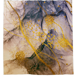 Exotische Kunst. Goldener Swirl, künstlerisches De Duschvorhang