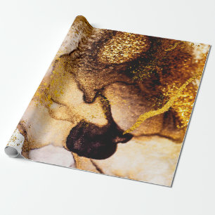 Exotische Kunst. Goldener Swirl, künstlerisches De Geschenkpapier