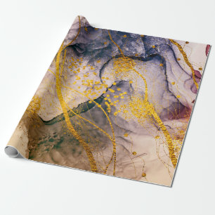 Exotische Kunst. Goldener Swirl, künstlerisches De Geschenkpapier