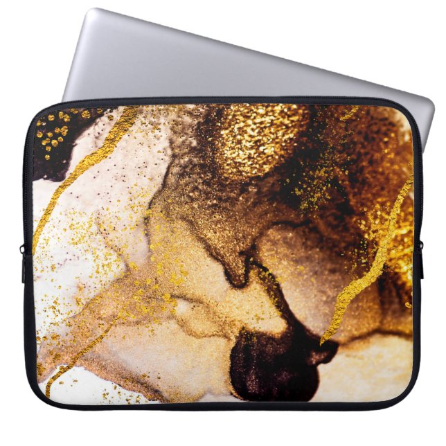 Exotische Kunst. Goldener Swirl, künstlerisches De Laptopschutzhülle (Vorderseite)