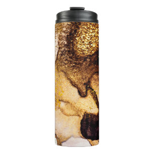 Exotische Kunst. Goldener Swirl, künstlerisches De Thermosbecher