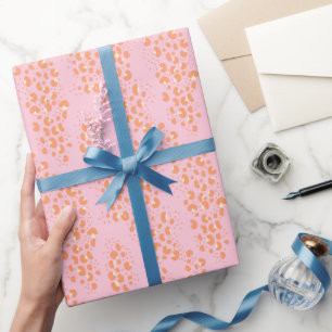 Exotische Leopardendrucke in Pastellrosa und Orang Geschenkpapier