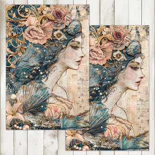 EXOTISCHE MERMAID DECOUPAY SEIDENPAPIER