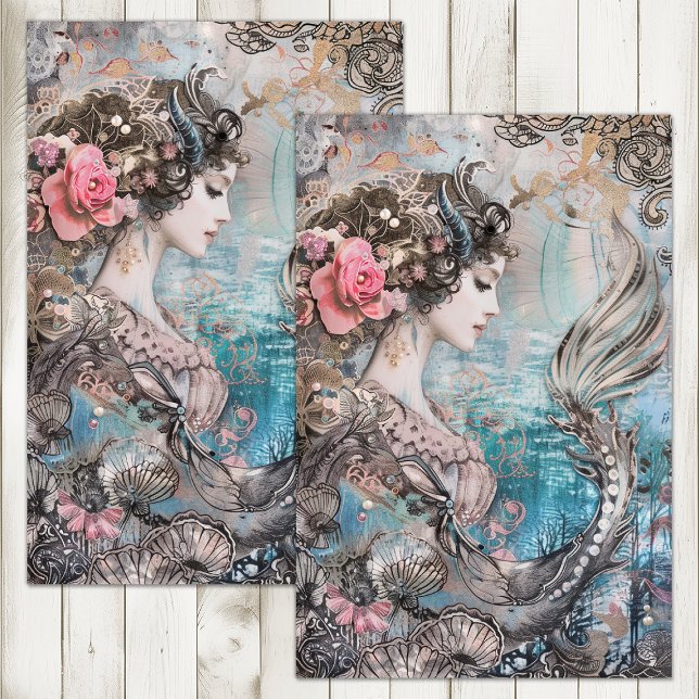 EXOTISCHE MERMAID DECOUPAY SEIDENPAPIER (EXOTIC MERMAID DECOUPAGE TISSUE PAPER)