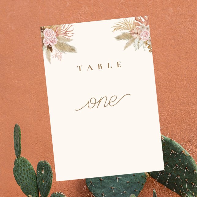 Exotische moderne Boho Tropical Wedding Tischnummer (Von Creator hochgeladen)