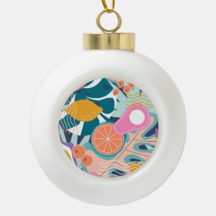 Exotische, moderne Dschungel-Collage. Keramik Kugel-Ornament