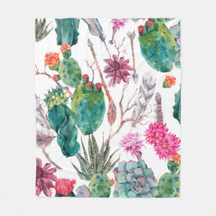 Exotische natürliche Vintage Aquarellmuster Fleecedecke