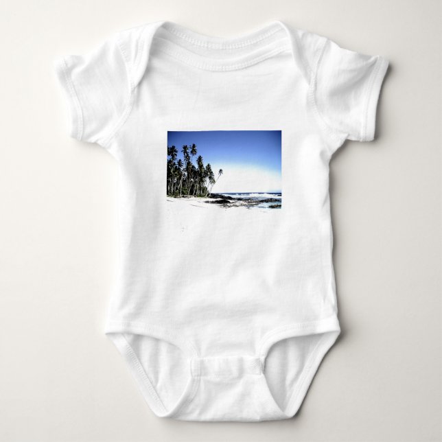 Exotische Palmen & Paradise Strand Baby Strampler (Vorderseite)