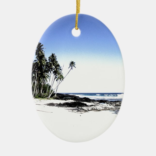 Exotische Palmen & Paradise Strand Keramikornament (Vorne)