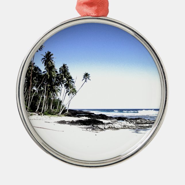 Exotische Palmen & Paradise Strand Ornament Aus Metall (Vorne)