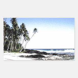 Exotische Palmen & Paradise Strand Rechteckiger Aufkleber