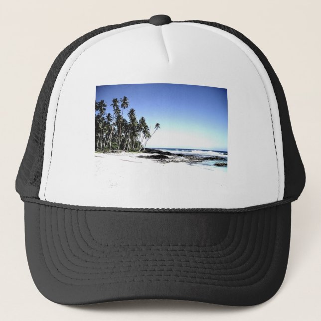 Exotische Palmen & Paradise Strand Truckerkappe (Vorderseite)
