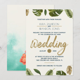 Exotische Paradies-Hochzeit Einladung