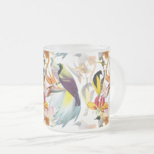 Exotische Paradiesvögel und BlumenWatercolor Mattglastasse